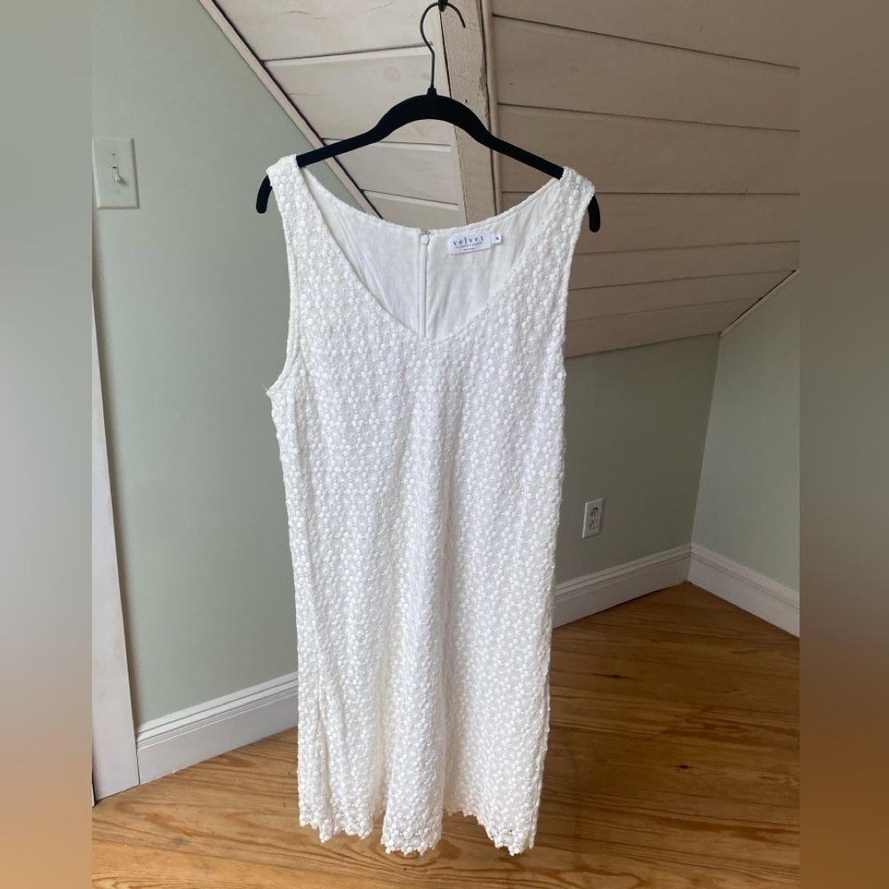Velvet by Graham & Spencer White Crochet Tank Dress Size XL